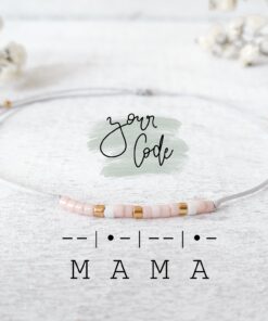 Morsecode-Perlenarmband mit Wunschbegriff "Mama"