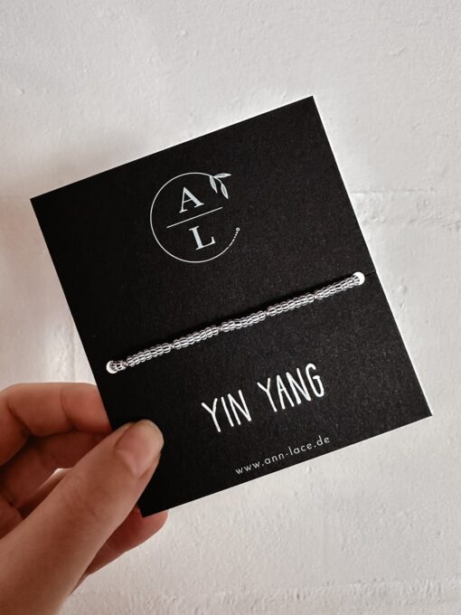 Yin Yang Armband mit Karte silber